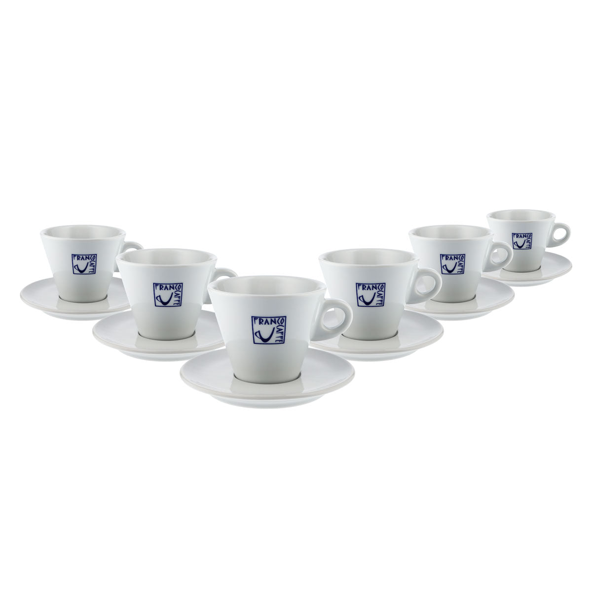 6x Franco Caffè Bicchiere 0,28 l Tazza da caffè con piattino Porcellana ipa
