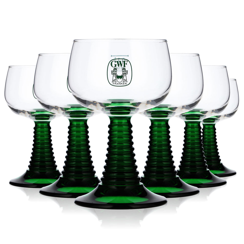 6 bicchieri da vino Franken Römer 0,1 l  Cooperativa vinicola Franken stelo verde