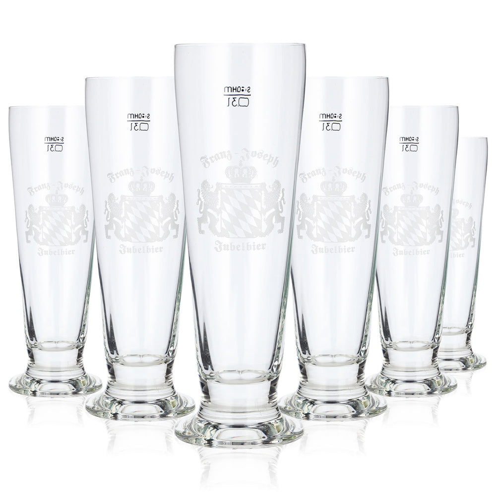 6 bicchieri da birra Franz Joseph da 0,3 l, modello "Pokal Kontur", Jubelbier Sahm (set da 6)