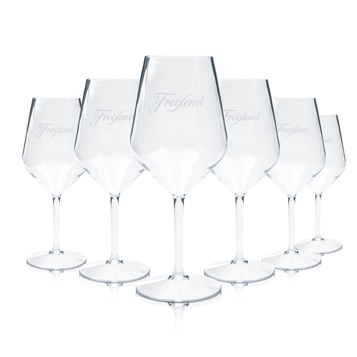 6 bicchieri in plastica Freixenet da 0,4 l per spumante, riutilizzabili, con stelo, per aperitivi