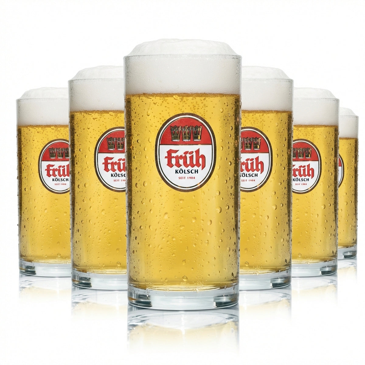 6 bicchieri da birra Kölsch da 0,1 l, bicchieri da asporto, birrificio di Colonia, birra, gastronomia