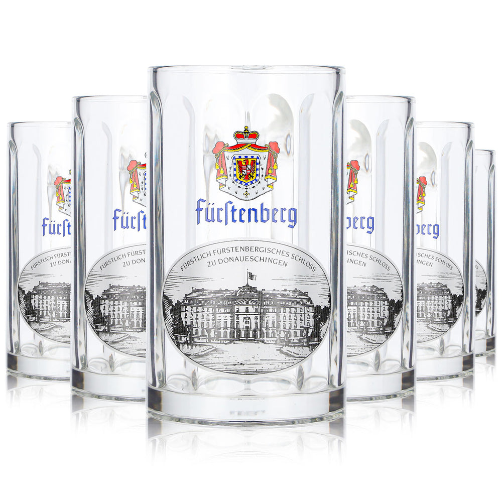 6 bicchieri da birra Fürstenberg da 0,25 l con motivo "Schloss Donaueschingen Rastal" (set da 6)