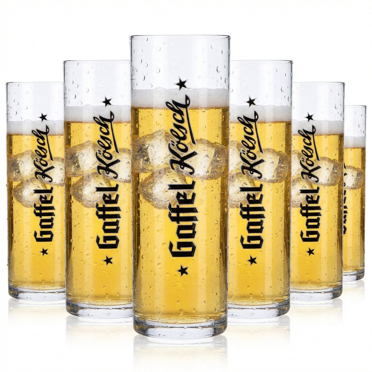 6 bicchieri da birra Gaffel da 0,2 l Bicchieri da birra Kölsch con logo verticale solo scritta Rastal