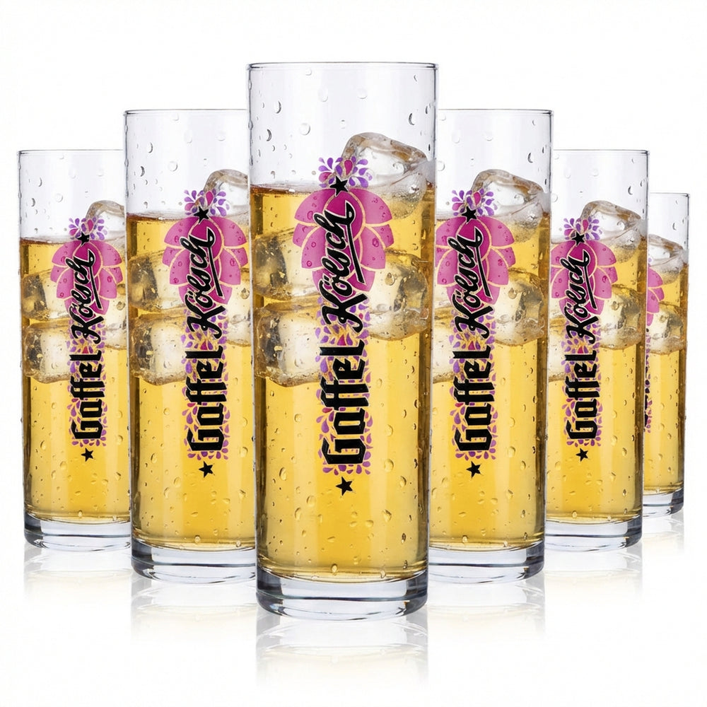6 bicchieri da birra Gaffel 0,3 l Stange/Kölschglas viola con motivo luppolo