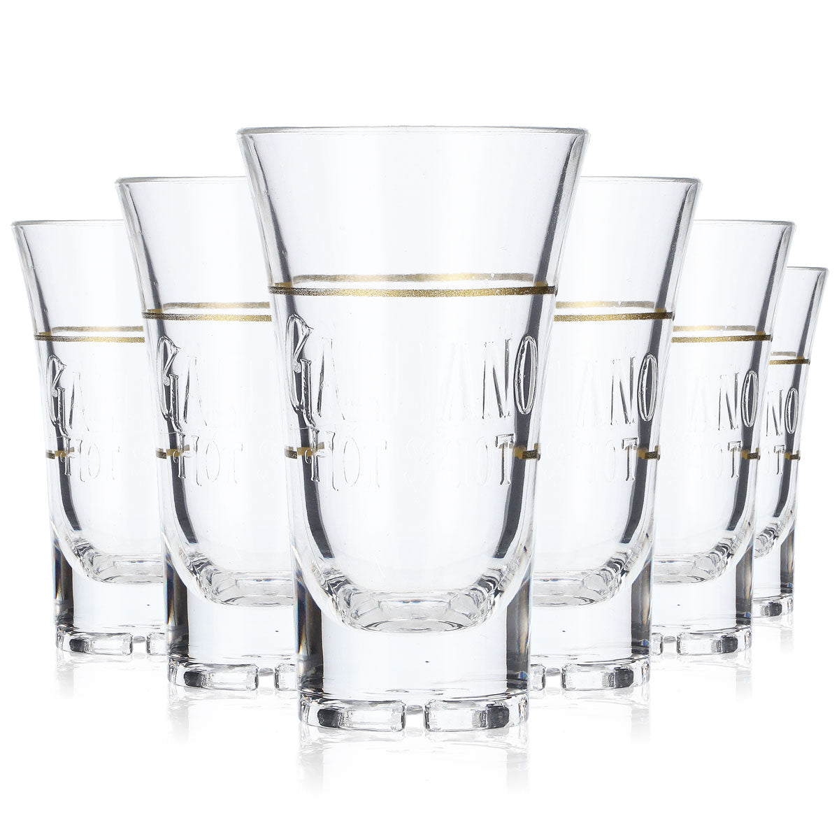6x  Bicchierino in acrilico per liquore Galiano, modello corto, versione dorata