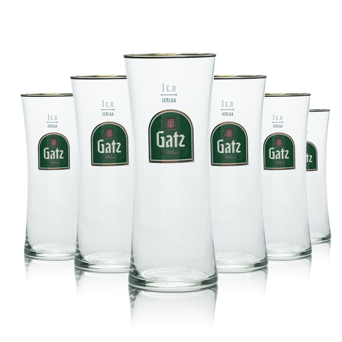 6 bicchieri da birra Gatz 0,3 l con bordo dorato, birra Alt, birrifici, gastronomia, calibrati