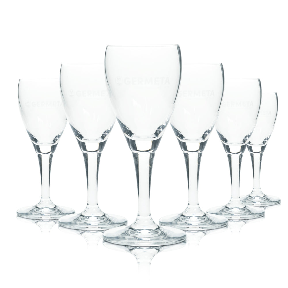6 bicchieri Germeta 0,15 l, calice tulipano, flûte, bicchieri Arcadia, acqua minerale
