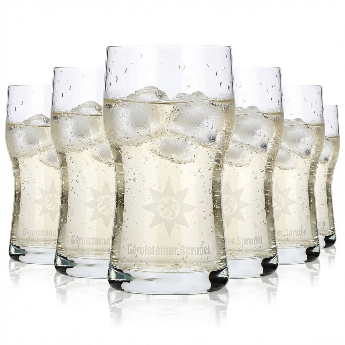 6 bicchieri Gerolsteiner in vetro da 0,17 l con logo Eifel sul fondo