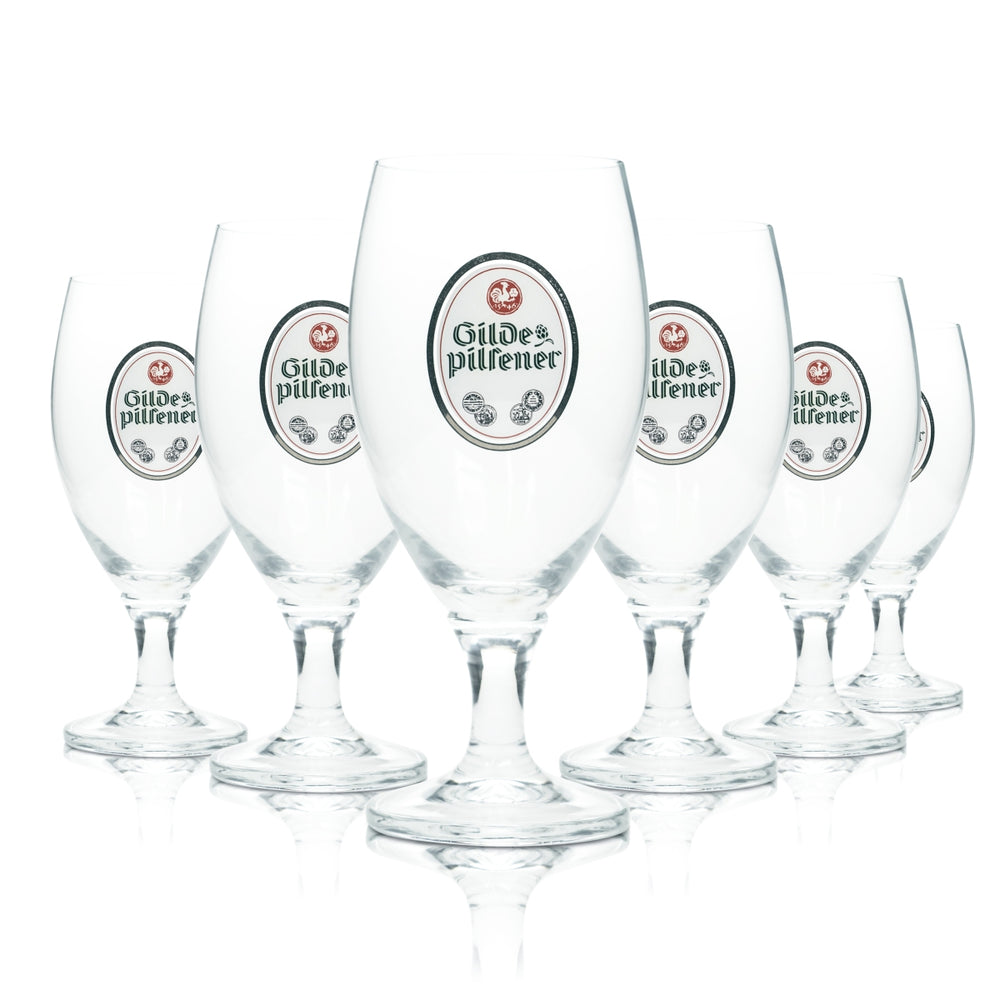 6 bicchieri da birra Gilden Pilsener 0,4 l, forma a tulipano, calice Deister, bicchieri da birra Gastro Brau