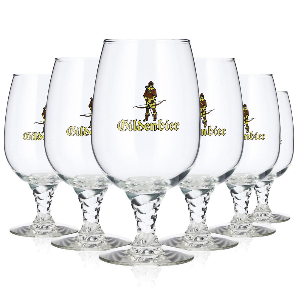 6 bicchieri da birra “Gildenbier” da 0,4 l, a forma di coppa con rilievo sul manico