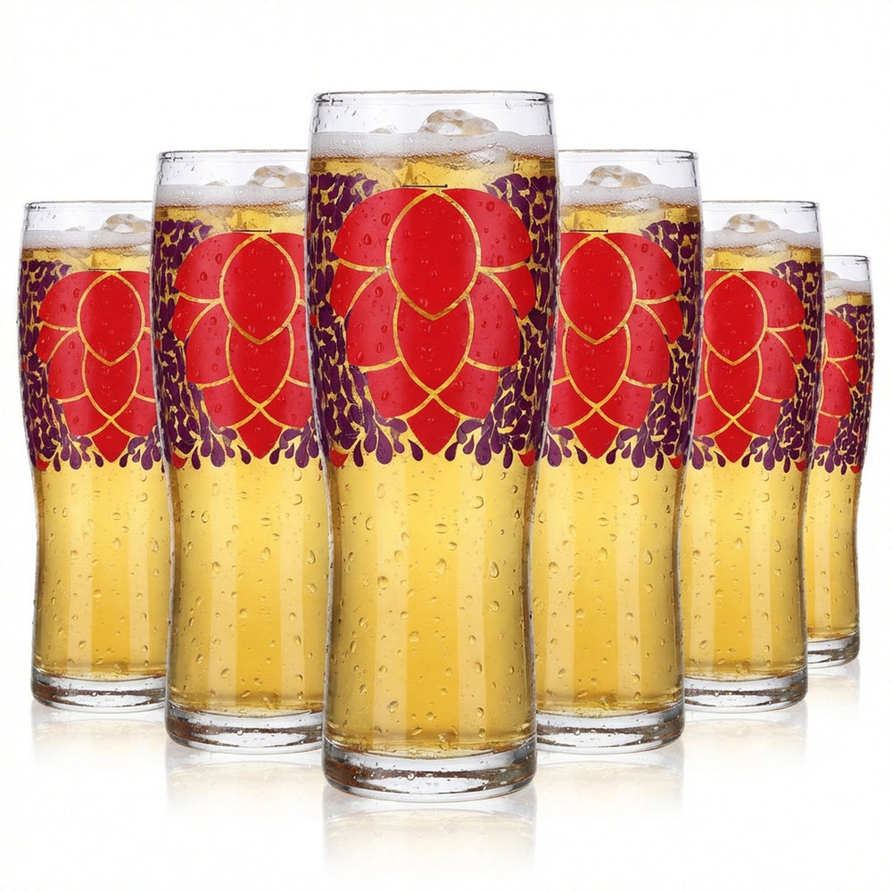 6 bicchieri da birra da 0,3 l Bicchieri da long drink colorati Tazza viola Motivo fiore Logo