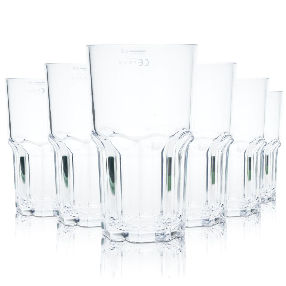 6x glass4ever Bicchiere in vetro 0,32 l Plastica Bicchieri riutilizzabili Infrangibili Granity