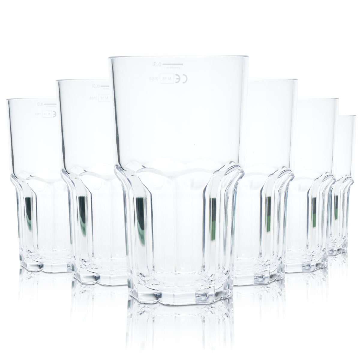 6x glass4ever Bicchiere in vetro 0,32 l Plastica Bicchieri riutilizzabili Infrangibili Granity