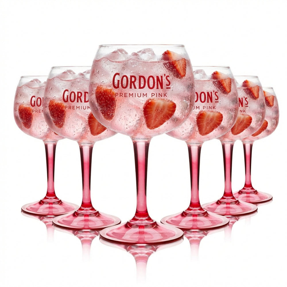6 bicchieri Gordon's 0,45 l bicchieri a palloncino rosa Gin Tonic cocktail aperitivo