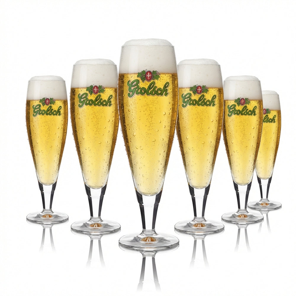 6x Grolsch Bicchiere 0,25 l Set di bicchieri a calice Bicchiere da birra Pilstulpe Birrificio Gastro Rovere