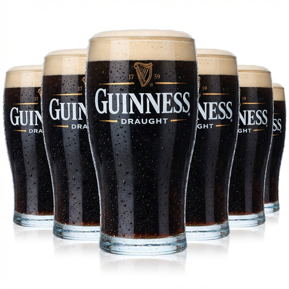 6 bicchieri da birra Guinness da 0,2 l Bicchieri da birra Tazze Irish "Draught" Sahm