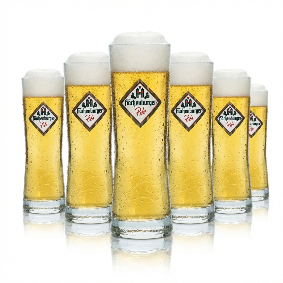 6 bicchieri da birra Hachenburger da 0,25 l, bicchieri a forma di boccale, bicchieri da bar, birra Pils