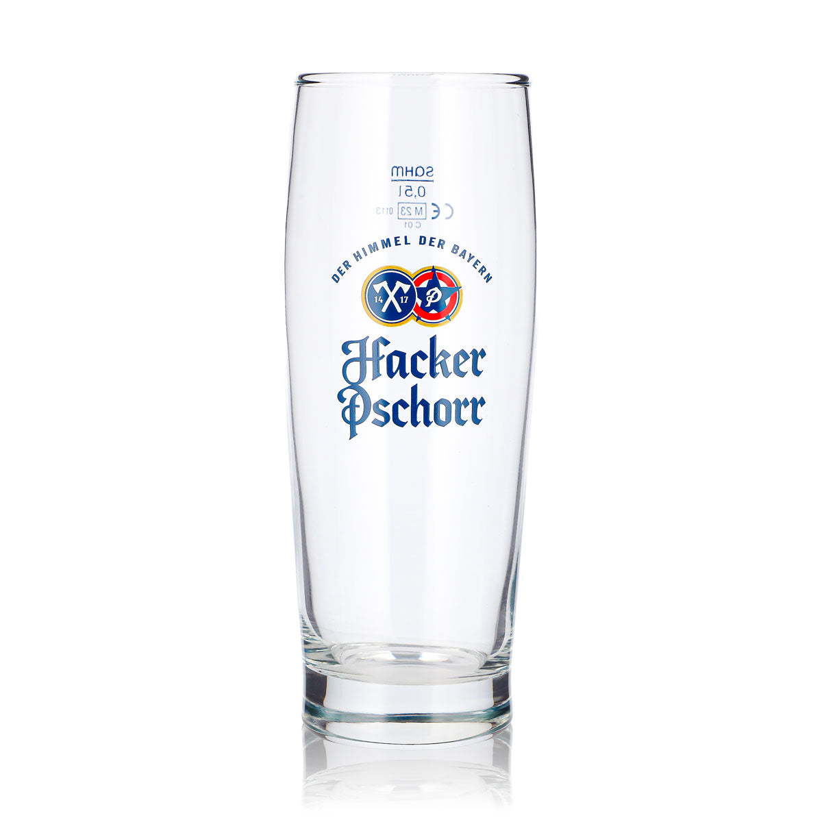 6 bicchieri da birra Hacker Pschorr da 0,5 l, modello Willi con logo blu Sahm Seidel (set da 6) – Vista 2