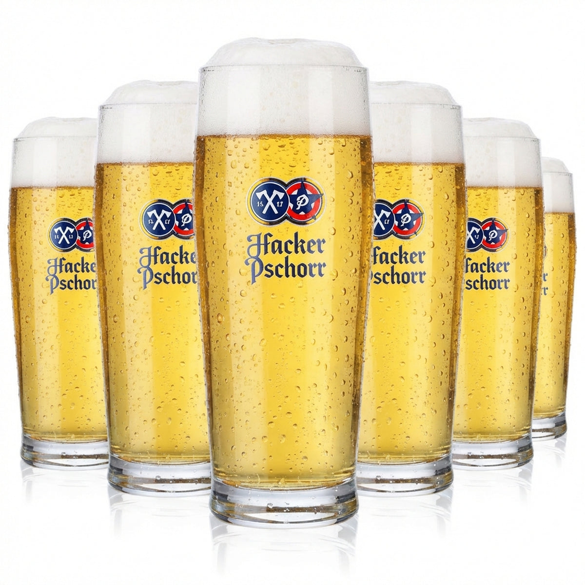 6 bicchieri da birra Hacker Pschorr 0,3 l con logo blu Sahm