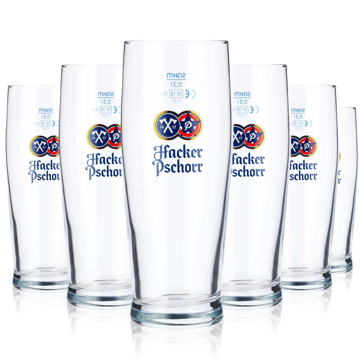 6 bicchieri da birra Hacker Pschorr 0,3 l con logo blu Sahm – Vista 5