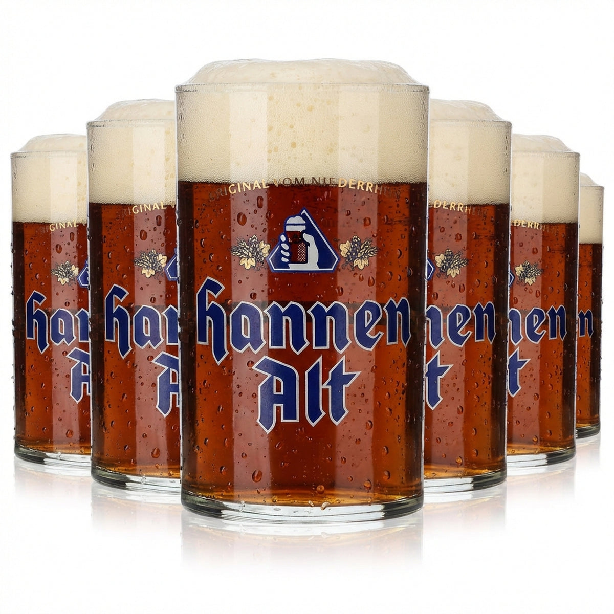 6 bicchieri da birra Hannen Alt da 0,2 l con strisce e mano nel logo sahm