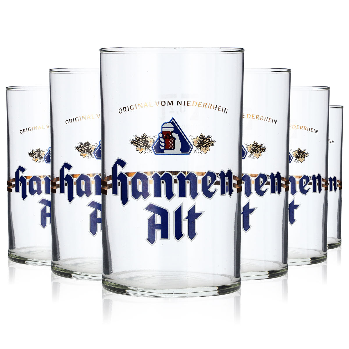 6 bicchieri da birra Hannen Alt da 0,2 l con strisce e mano nel logo sahm – Vista 5