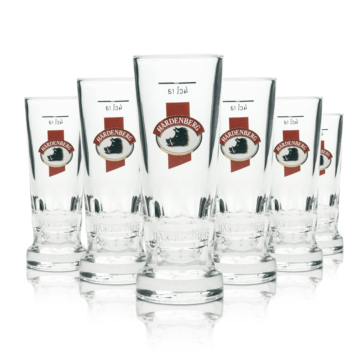6 bicchierini da shot Hardenberg con logo rosso allungato 4 cl Rastal