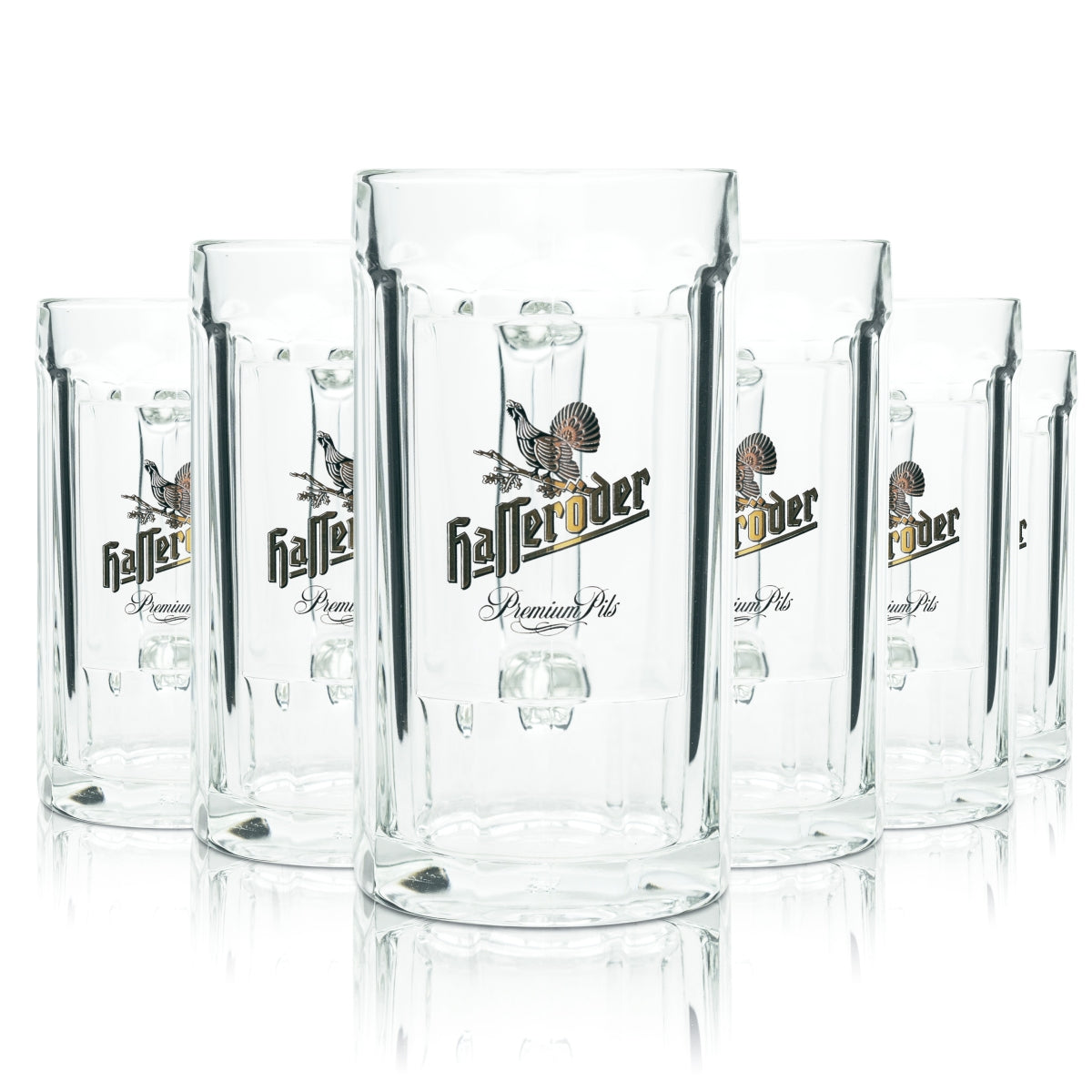 6 bicchieri da birra Hasseröder 0,5 l boccale Sahm Seidel con manico bicchieri boccali Pils