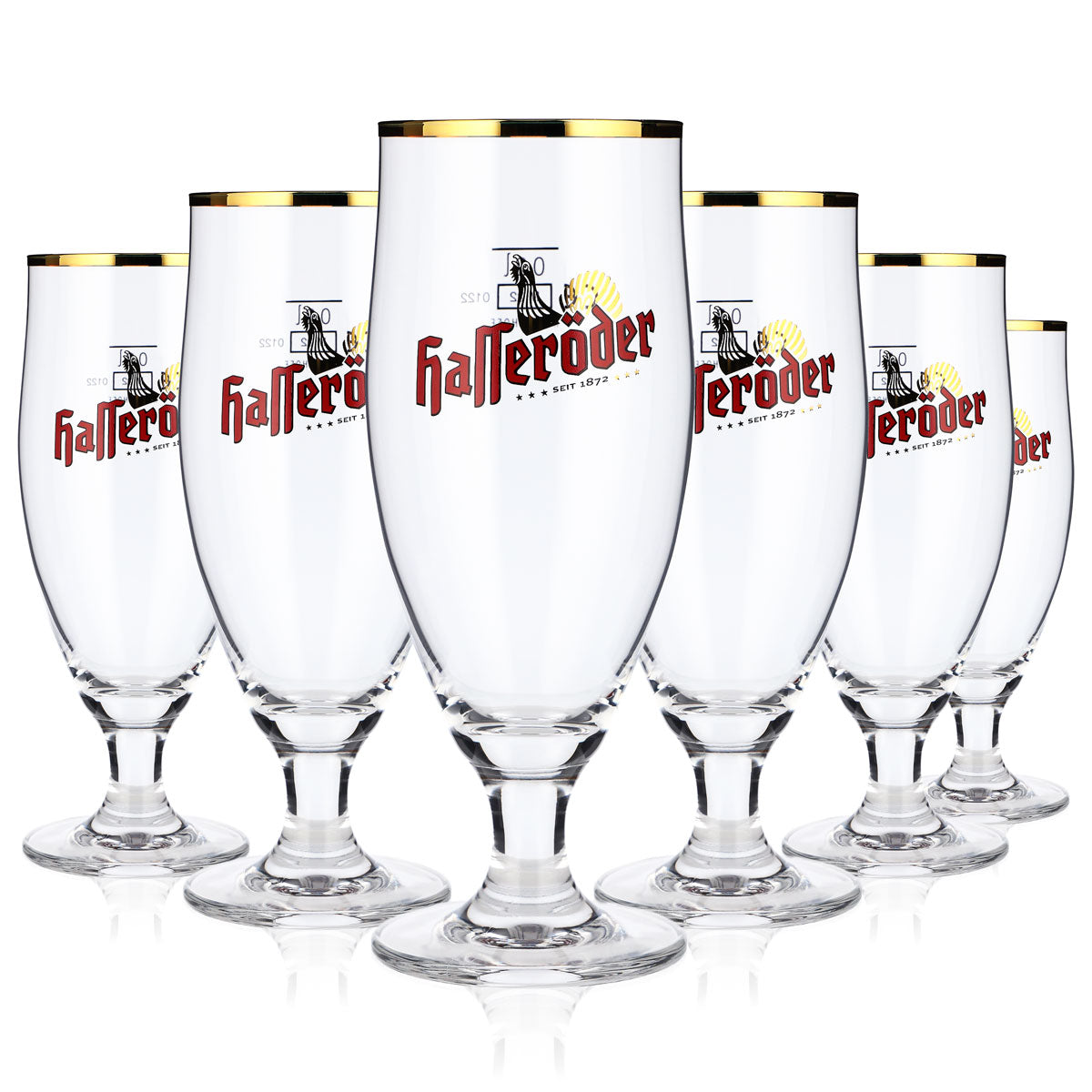 6 bicchieri da birra Hasseröder Bicchieri da birra 0,2 l Bicchieri a calice bombati con bordo dorato – Vista 5