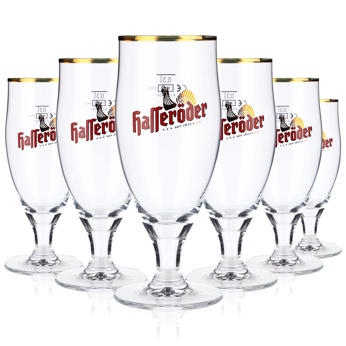 6 bicchieri da birra Hasseröder Bicchieri Bicchieri da birra in vetro 0,3 l Calice con bordo dorato Ritzenhoff – Vista 2