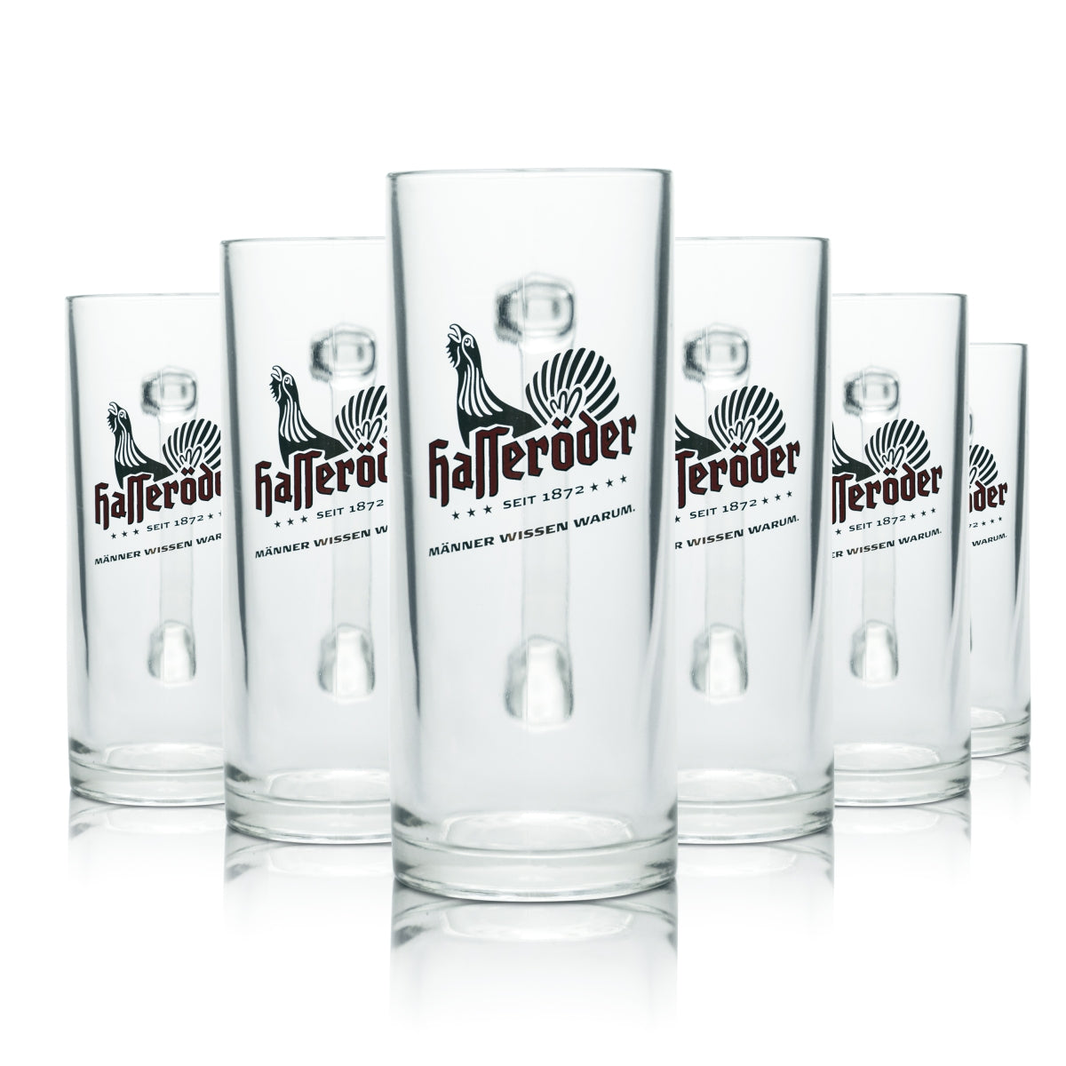 6 bicchieri da birra Hasseröder in vetro da 0,5 l, boccale Pilsener Seidel, birrificio, gastronomia, calibrati