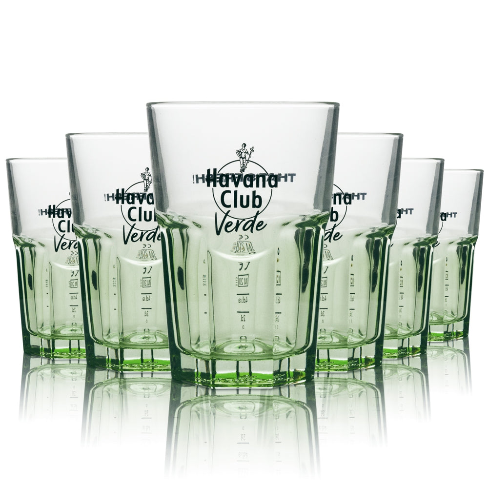 6 bicchieri Havana Club Verde 0,34 l per cocktail long drink calibrati Gastro Libre