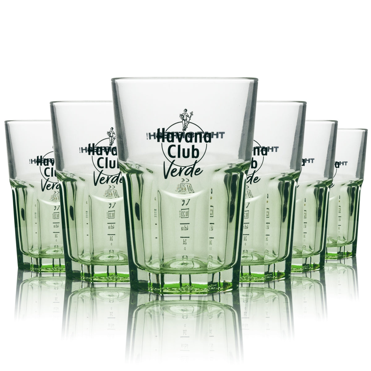6 bicchieri Havana Club Verde 0,34 l per cocktail long drink calibrati Gastro Libre