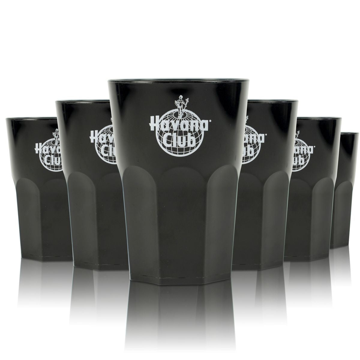 6 bicchieri riutilizzabili in plastica Havana Club, 0,4 l, nero opaco, per long drink