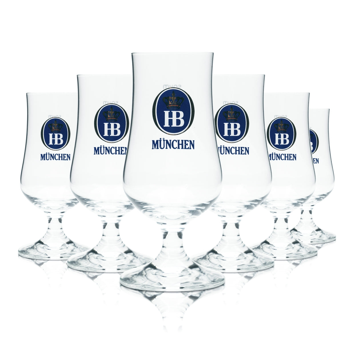 6 bicchieri da birra HB München 0,2 l, forma tulipano, calibrati, per la ristorazione, Baviera Bräu