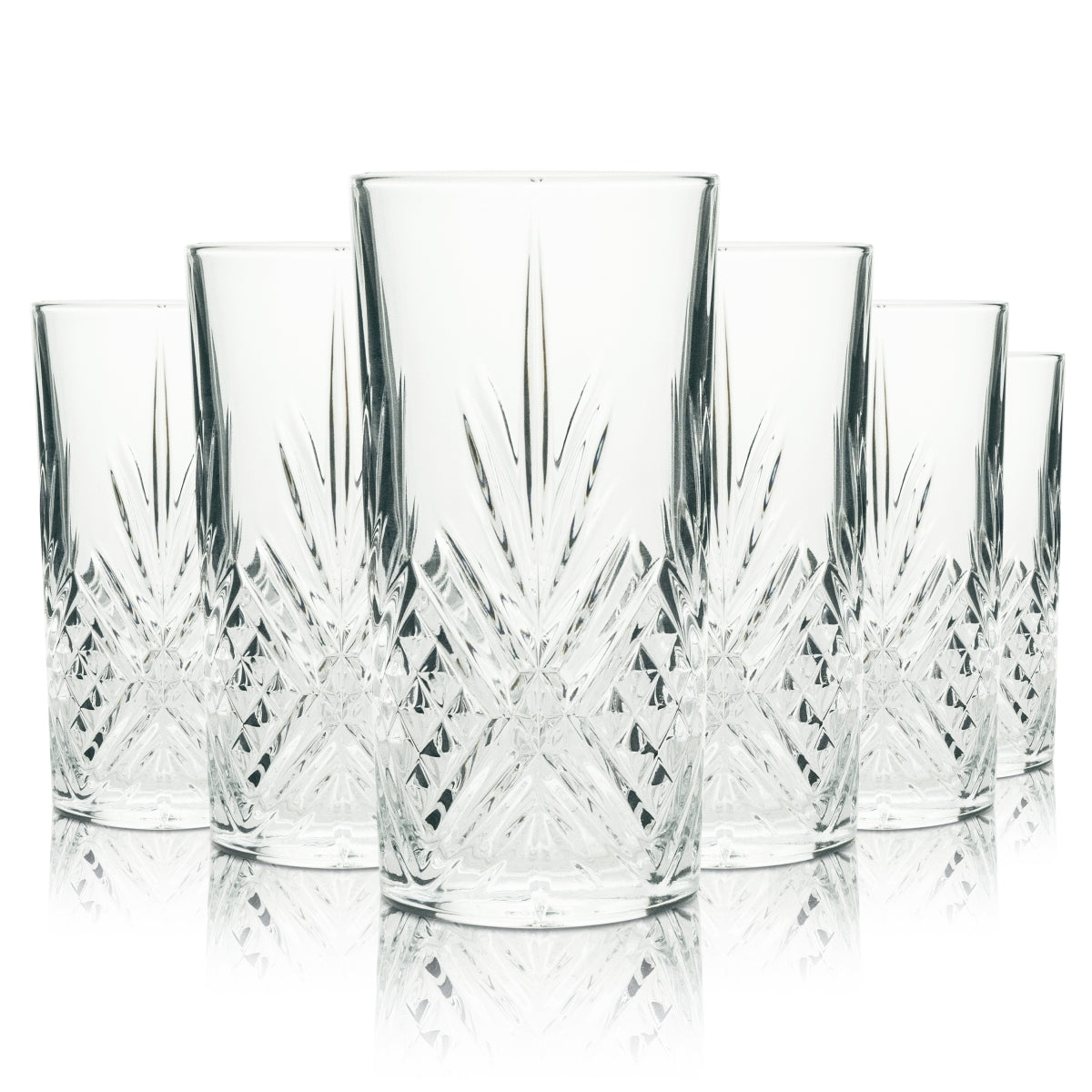 6 bicchieri Hendricks da 0,3 l per gin tonic long drink in cristallo con effetto rilievo, eleganti