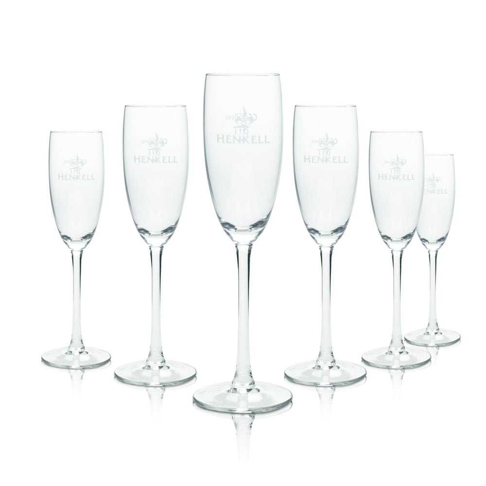 6 bicchieri da spumante Henkell 0,1 l flûte con stelo in rovere Tulipano Prosecco Bar