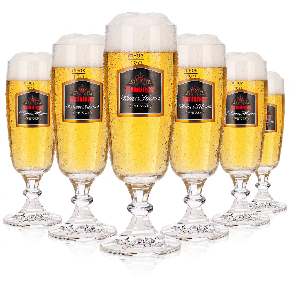 6 bicchieri da birra Henninger da 0,2 l, modello "Kaiser Pilsner 'Privat' Sahm" (set da 6)