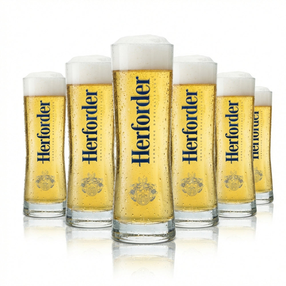 6 bicchieri da birra Herforder da 0,25 l, forma a tazza, birra chiara, birrificio, bar, ristorazione