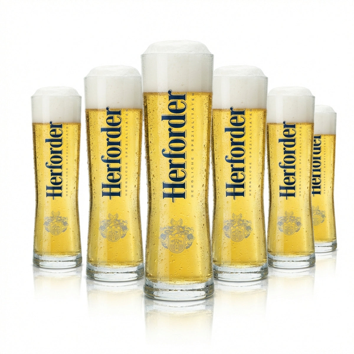 6 bicchieri da birra Herforder da 0,2 l, forma a tazza, birra chiara, birrificio, bar, ristorazione
