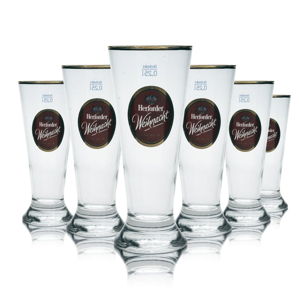 6 bicchieri da birra Herforder 0,25 l bicchieri a calice bordo dorato edizione speciale natalizia