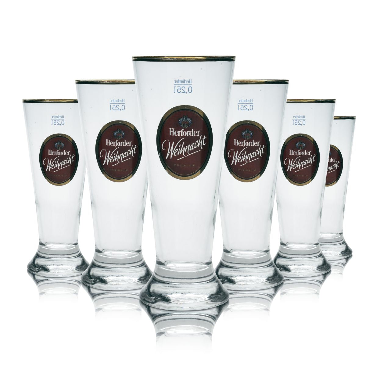 6 bicchieri da birra Herforder 0,25 l bicchieri a calice bordo dorato edizione speciale natalizia