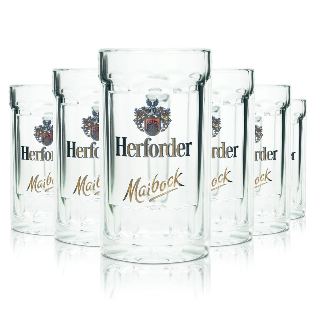 6 bicchieri da birra Herforder da 0,2 l in vetro sagomato, set di boccali Humepn Maibock Seidel