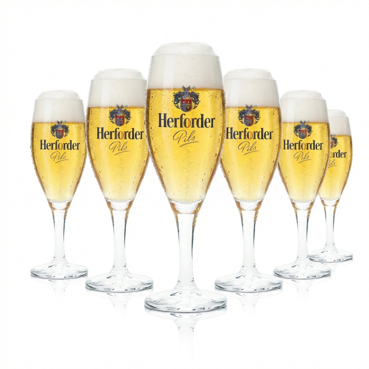 6 bicchieri da birra Herforder Pils da 0,2 l, forma a tulipano, con schiuma imperiale, birrificio Beer