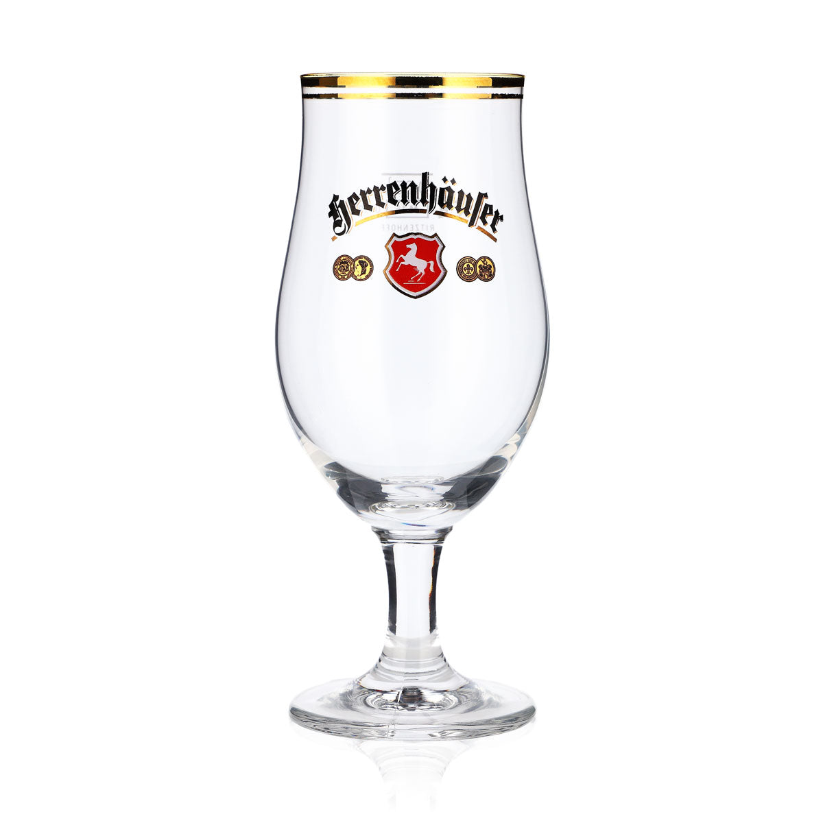 6 bicchieri da birra Herrenhäufer da 0,25 l, bicchieri da birra bombati con bordo dorato – Vista 2