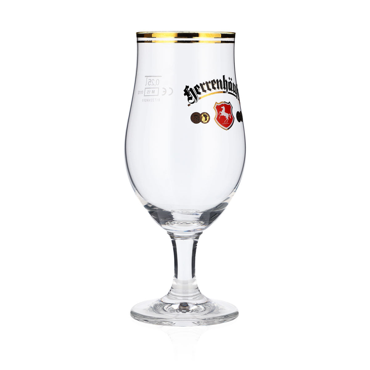 6 bicchieri da birra Herrenhäufer da 0,25 l, bicchieri da birra bombati con bordo dorato – Vista 3