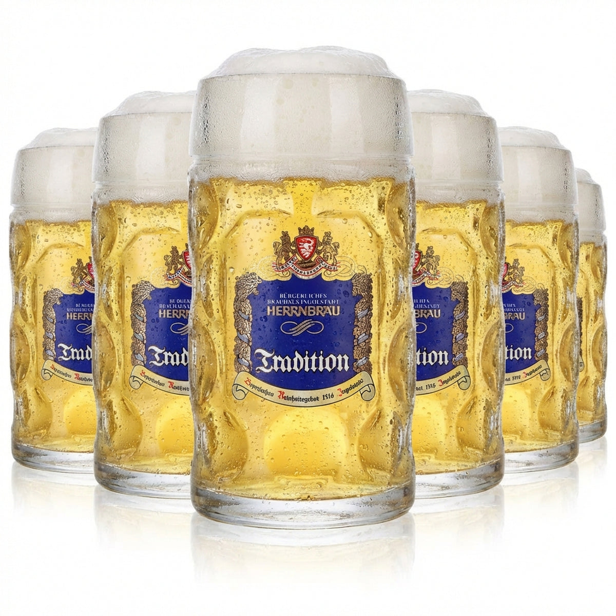 6 bicchieri da birra Herrbräu, boccali da birra 0,5 l  "Tradition" blu Stölzle