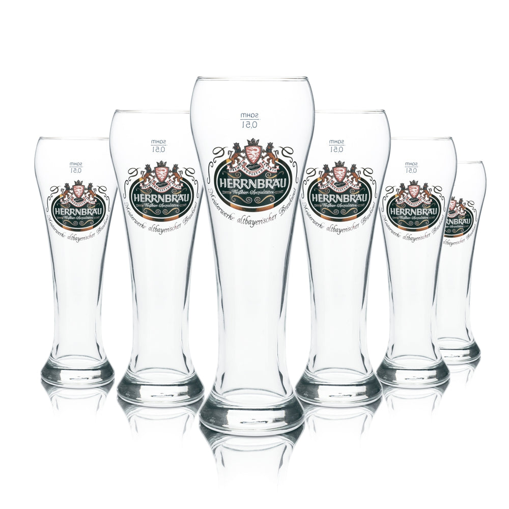 6 bicchieri da birra Herrbräu Weißbier 0,5 l Lievito di frumento Bicchieri Birrificio Ristorante Bar Pub