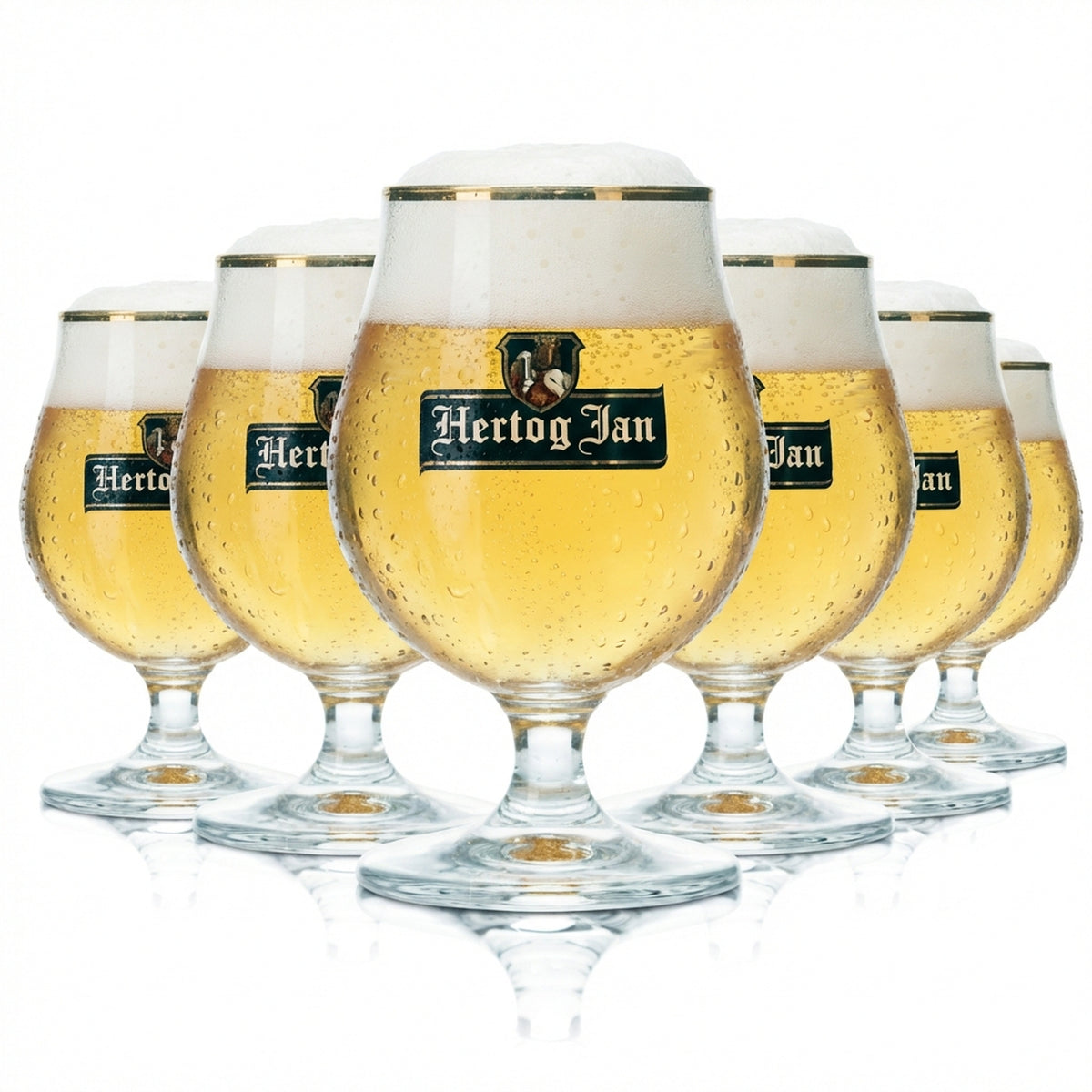 6 bicchieri da birra Hertog Jan 0,25 l, forma tulipano, bordo dorato, bicchieri da bar e ristorante, artigianali