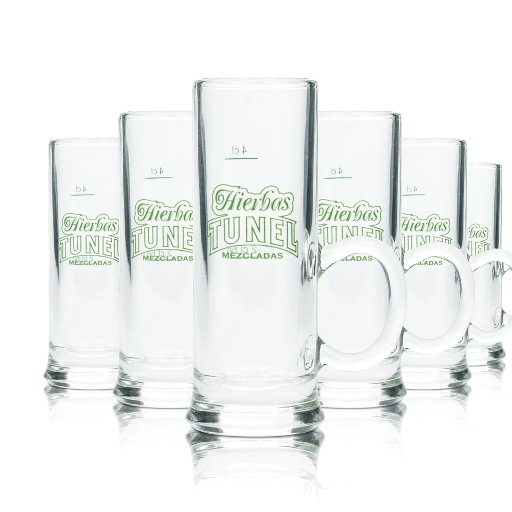 6x liquore Hierbas Tunel in bicchierini da 4 cl con manico, bicchieri da shot con manico, Maiorca